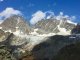 Aussicht auf Piz Bernina, Piz Scerscen und Piz Roseg im Aufstieg zur Rif Marinelli
